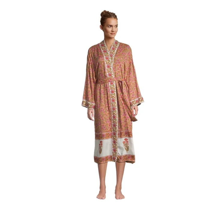 Bright Coral and Pink Floral Robe