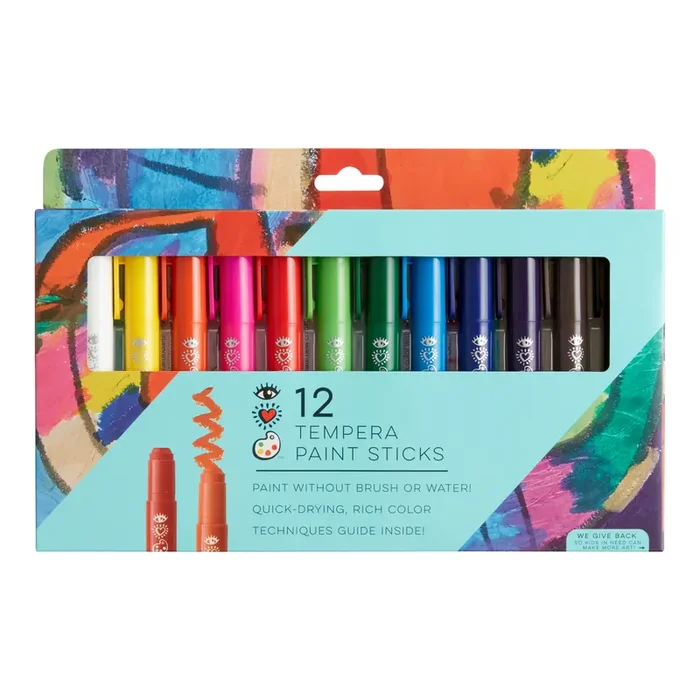 Bright Stripes Tempera Paint Sticks 12 Pack