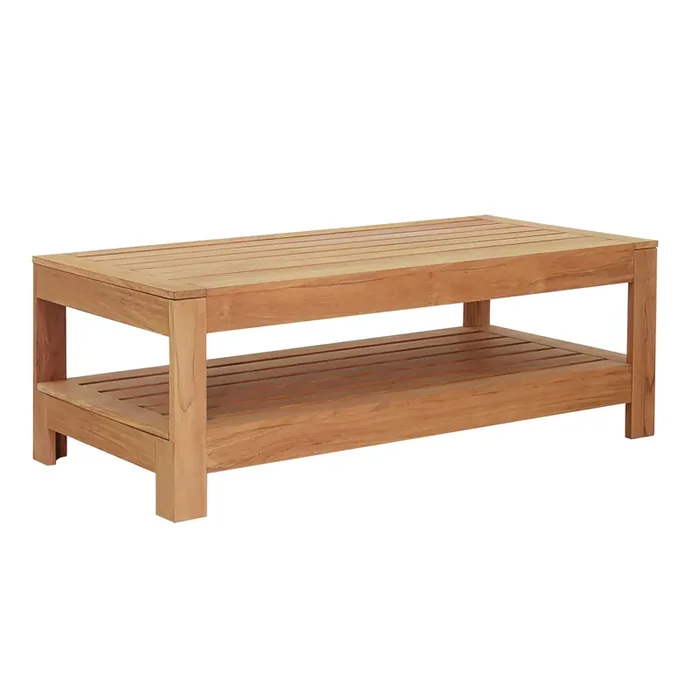 Briony Teak Wood Outdoor Coffee Table with Shelf
