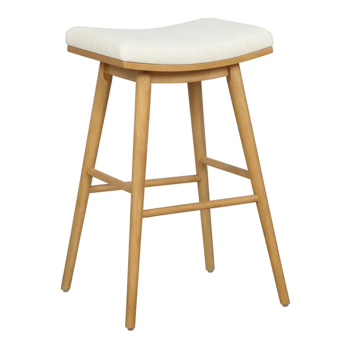 Bronson Wood Backless Upholstered Barstool Set of 2