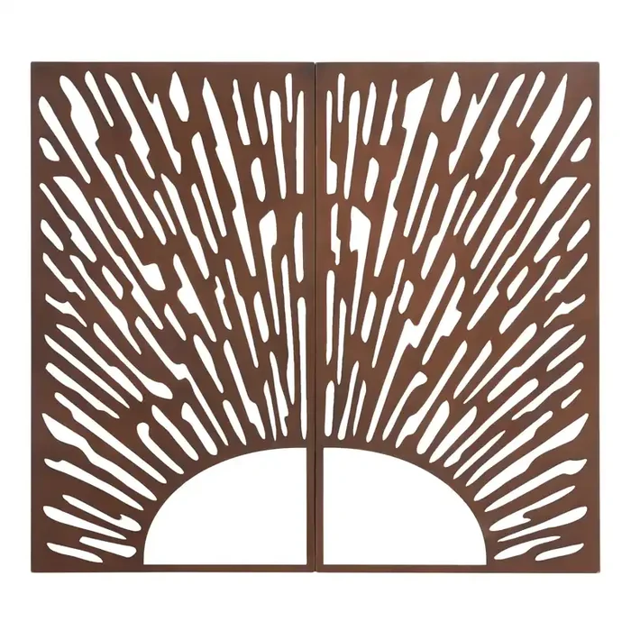 Bronze Metal Sunrise Sunset Panel Outdoor Wall Decor 2 Piece
