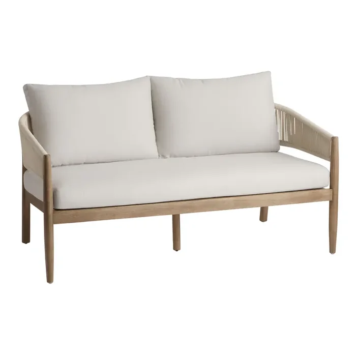 Cabrillo Acacia Wood And Rope Outdoor Loveseat
