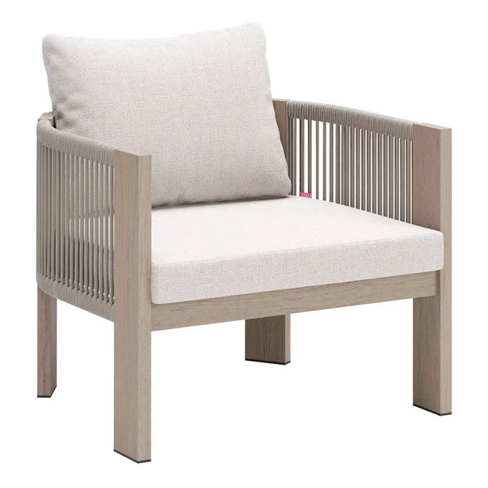 Calantha Beige Aluminum and All Weather Rope Outdoor Chair