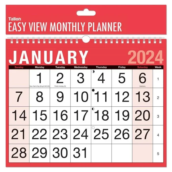 Calendar 2024 Easy View Monthly Planner – Case of 12