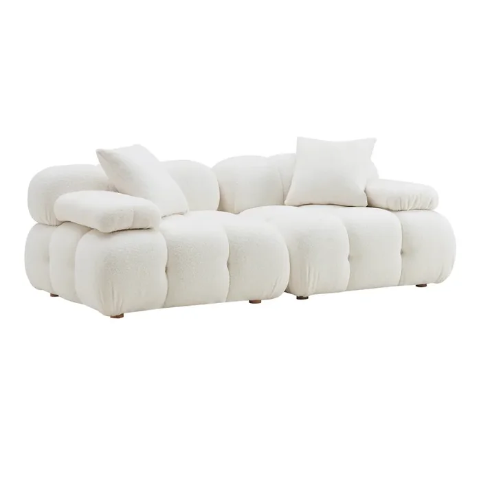 Calidad Cream Faux Shearling 2 Piece Modular Loveseat