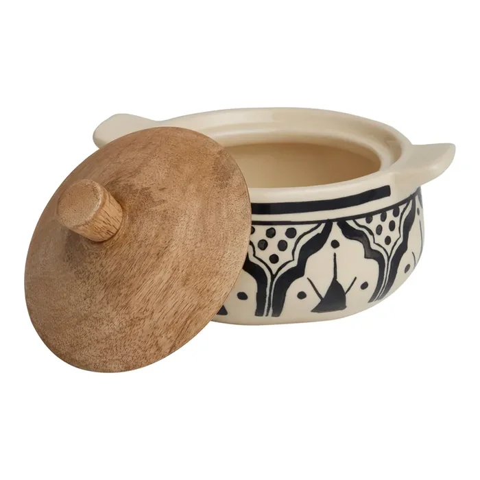 Caravan Mini Ivory and Black Ceramic Storage Canister