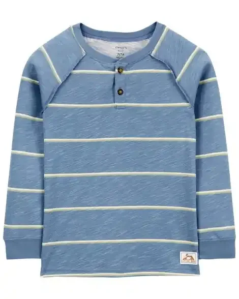 Carters Kid Striped Henley Tee Blue 10