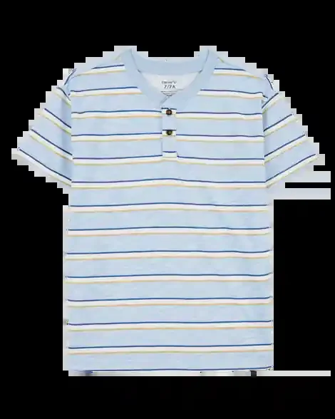 Carters Kid Striped Knit Short-Sleeve Henley Blue 6