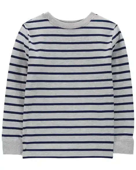 Carters Kid Striped Long-Sleeve Tee Grey/Navy XS