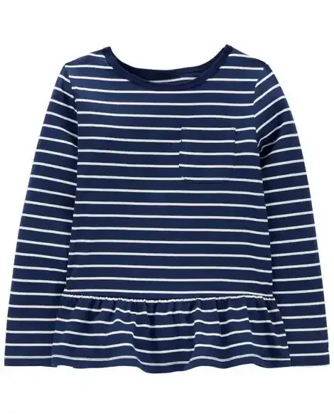 Carters Kid Striped Peplum Top Navy S