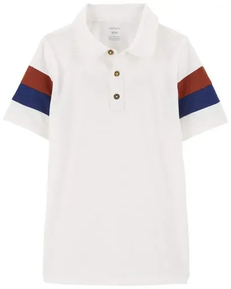 Carters Kid Striped Polo Shirt White 5