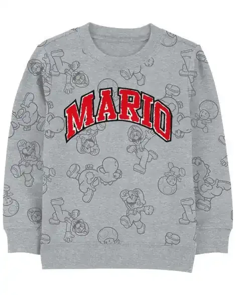 Carters Kid Super Mario Bros Pullover – Grey Green 8