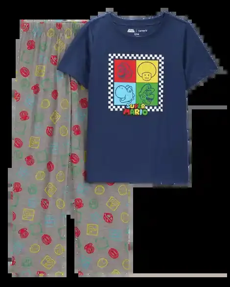 Carters Kid Super Mario Print Knit 2-Piece Pajamas Multi 8