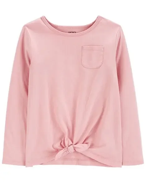Carters Kid Tie-Front Jersey Tee Pink L