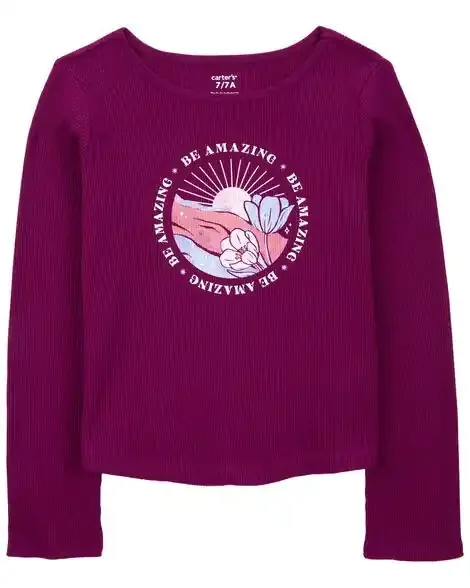 Carters Kid Waffle Knit Long-Sleeve Thermal Tee – Burgundy Burgundy 12