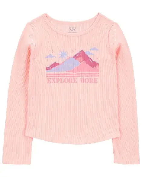 Carters Kid Waffle Knit Long-Sleeve Thermal Tee – Pink Pink 4