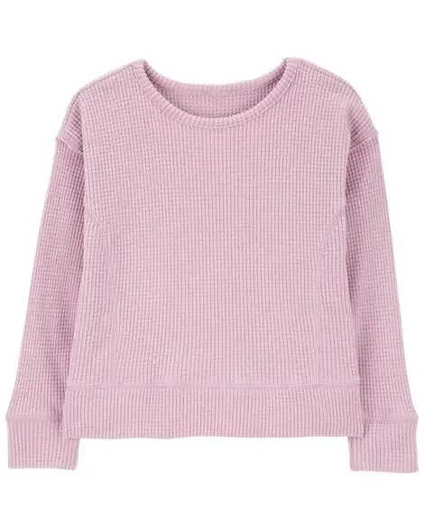 Carters Kid Waffle Knit Thermal Long-Sleeve Tee Pink 14