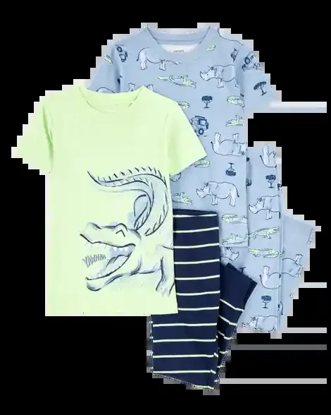 Carters Toddler 4-Piece Alligator Cotton Pajamas Blue/Gren 3T
