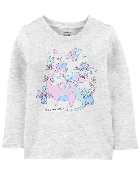 Carters Toddler Dinosaur Long-Sleeve Graphic Tee Grey 2T