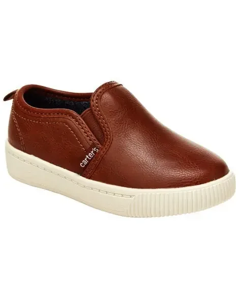 Carters Toddler Faux Leather Casual Sneakers Brown 7
