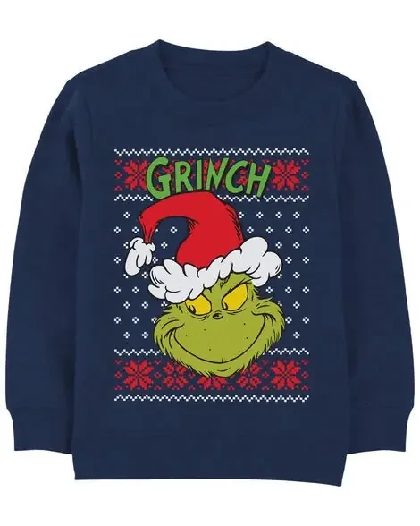 Carters Toddler Grinch Christmas Pullover Navy 4T