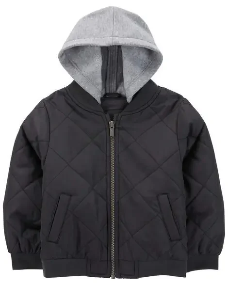 Carters Toddler Quilted Bomber Jacket Black 2T