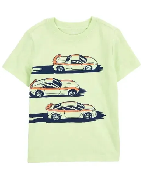 Carters Toddler Race Car Graphic Tee Lime Green 3T