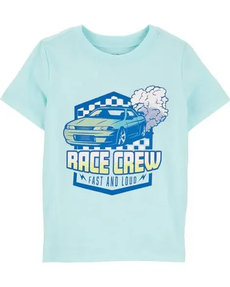 Carters Toddler Race Crew Graphic Tee Blue 4T