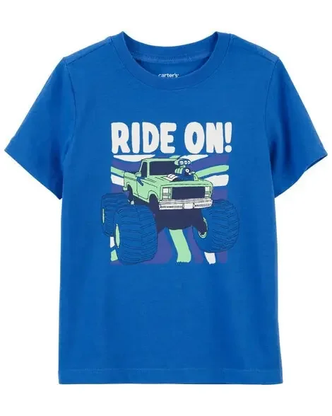 Carters Toddler Ride On Graphic Tee Blue 2T