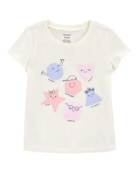 Carters Toddler Short-Sleeve Tee – Cream Cream 2T