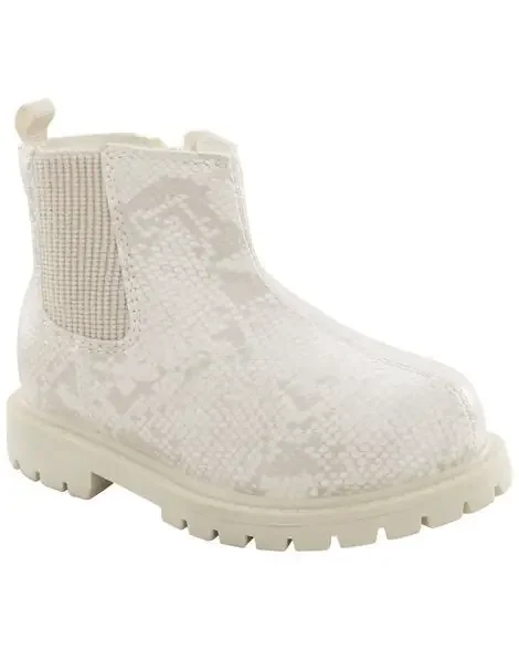 Carters Toddler Snakeskin Chelsea Boots Ivory 5