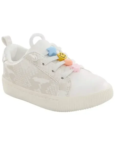 Carters Toddler Snakeskin Tug-And-Go Sneakers Ivory 10