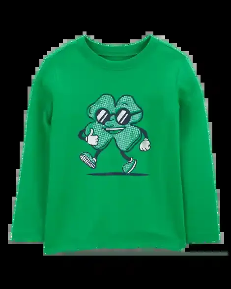 Carters Toddler St. Patrick‘s Day Cotton Blend Graphic Tee Green 4T