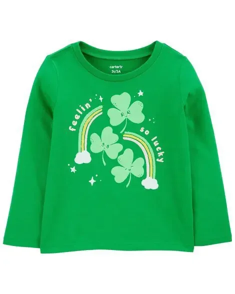 Carters Toddler St. Patrick‘s Day Cotton Blend Graphic Tee Green 5T