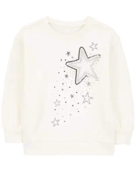 Carters Toddler Star Fleece Sweatshirt Ivory 4T