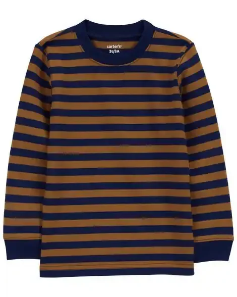 Carters Toddler Striped Long-Sleeve Tee Brown/Navy 3T