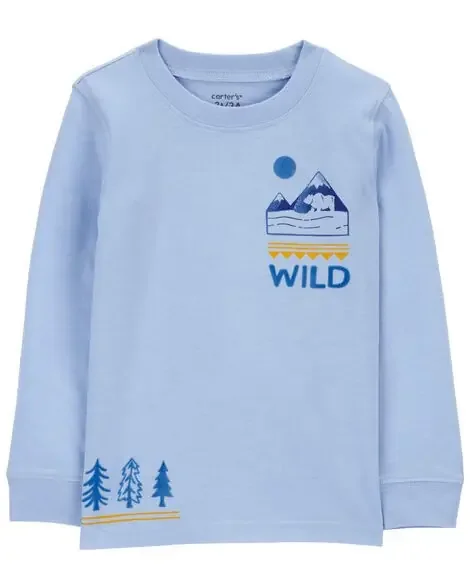Carters Toddler Wild Bear Graphic Tee Blue 4T