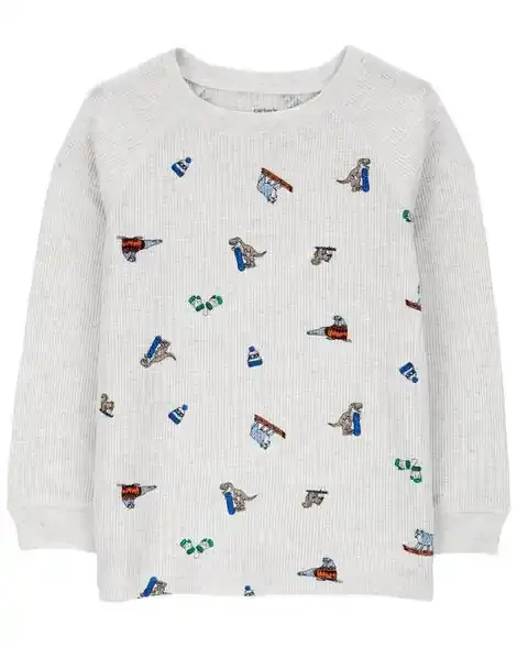 Carters Toddler Winter Animals Thermal Graphic Tee Grey 5T