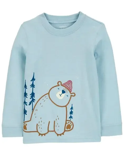 Carters Toddler Winter Bear Graphic Tee Blue 4T