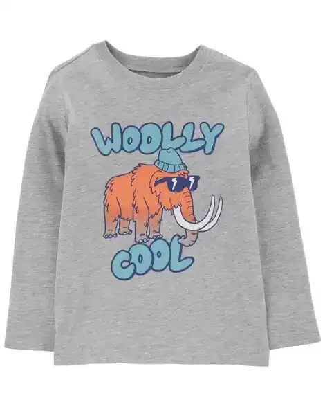 Carters Toddler Wooly Mammoth Graphic Tee Heather 3T