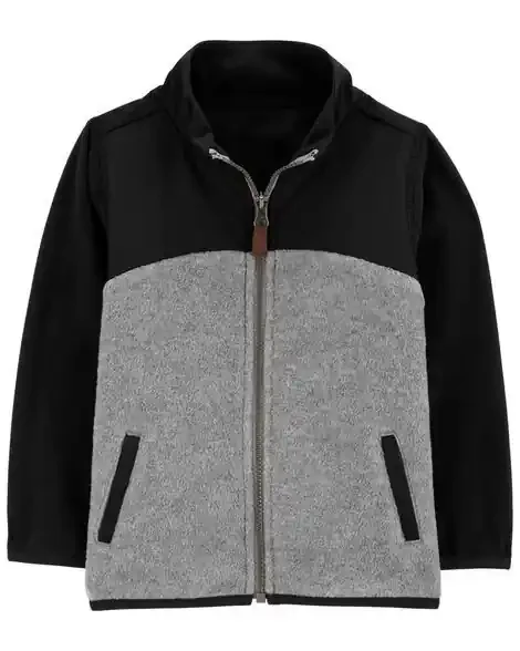 Carters Toddler Zip-Up Fleece Jacket Grey/Black 4T
