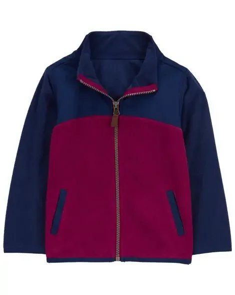Carters Toddler Zip-Up Fleece Jacket Red/Navy 2T