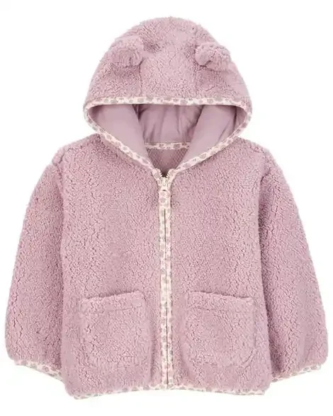 Carters Toddler Zip-Up Sherpa Hooded Jacket Mauve 4T