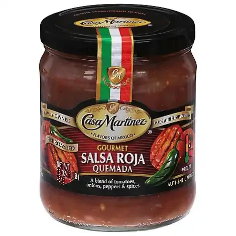 Casa Martinez Salsa Roja Fire Roasted Quemada Medium Jar – 16 Oz