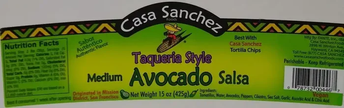 Casa Sanchez Taqueria Style Avocado Salsa – 15oz