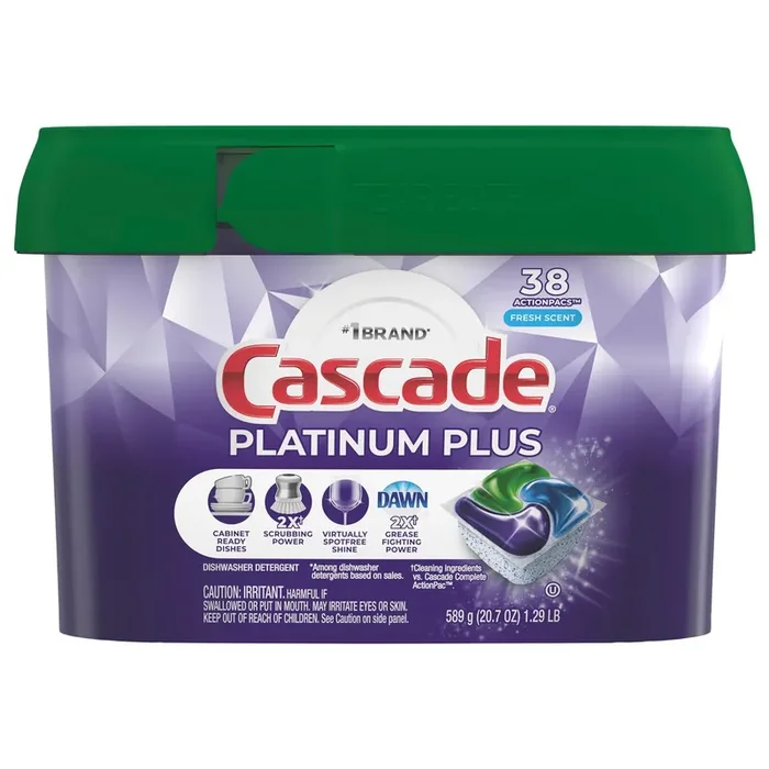 Cascade Platinum Plus ActionPacs Dishwasher Detergent Pods, Fresh, 38 Count