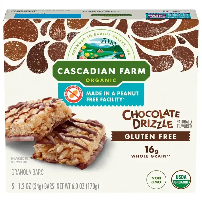 Cascadian Farm Chocolate Drizzle Granola Bars, Gluten Free, 5 ct