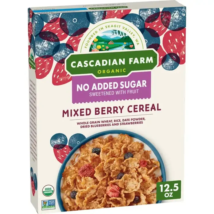 Cascadian Farm Organic Mixed Berry Cereal, No Added Sugar- 12.5 oz