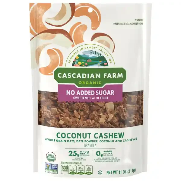 Cascadian Farm Organic No Added Sugar Coconut Cashew Granola