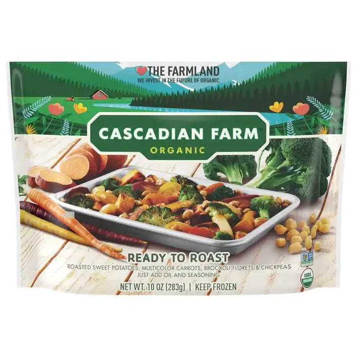 Cascadian Farm Organic Ready To Roast Frozen Vegetables Blend With Sweet Potatoes, Carrots, Broccoli, and Chickpeas, 10 oz